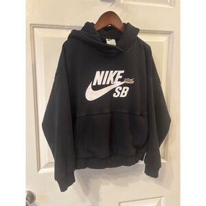 Nike SB Boys Hoodie Black White Logo Graphic Sneaker Pullover Size M